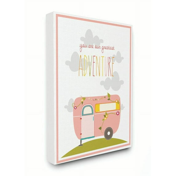 The Kids Room by Stupell You Are Our Greatest Adventure Art Wall Plaque, Pink/Gray Canvas Wall Art by Karen Zukowski (Finny And Zook)