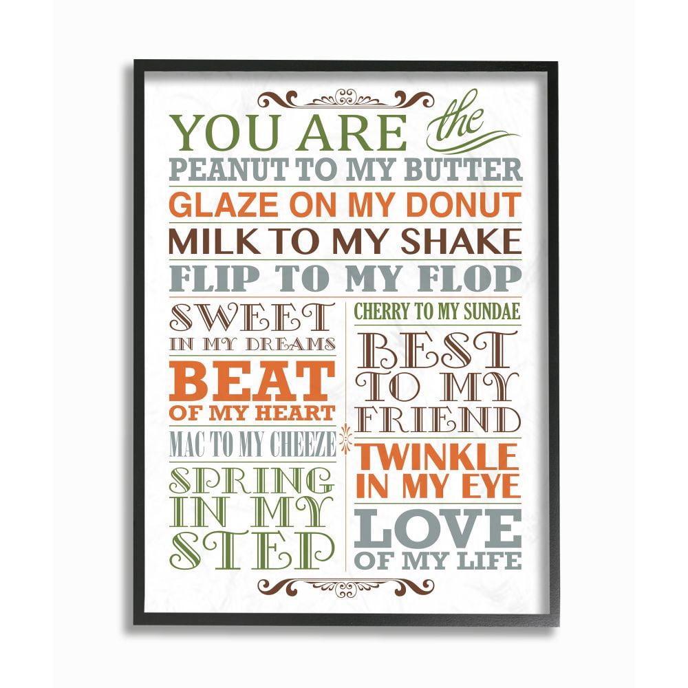 The Kids Room by Stupell You Are Peanut To My Butter Typography Art Framed Wall Art by Irina Urteaga