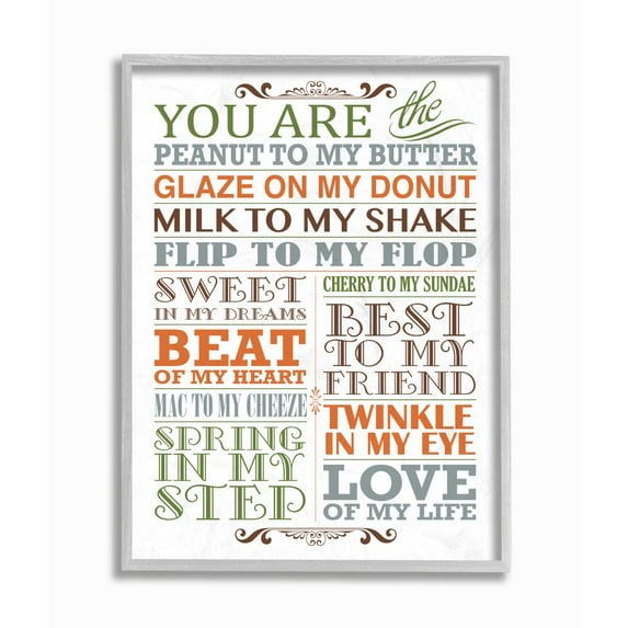 The Kids Room by Stupell You Are Peanut To My Butter Typography Art Framed Wall Art by Irina Urteaga