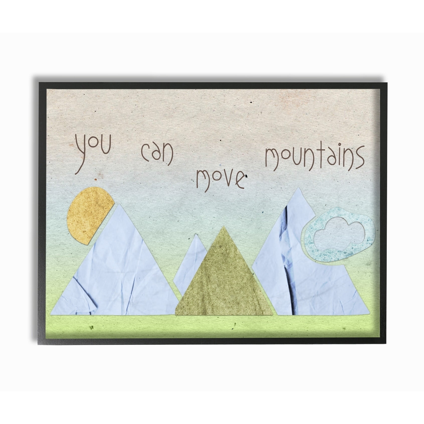 The Kids Room by Stupell You Can Move Mountains Collage Blue Framed Giclee Texturized Art, 11 x 1.5 x 14