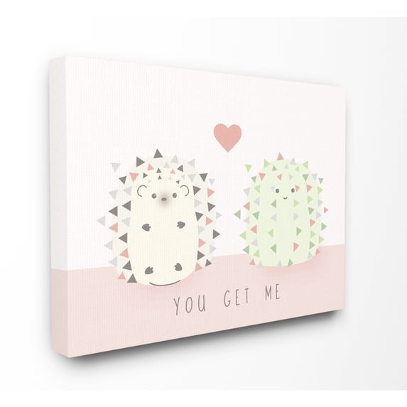 The Kids Room by Stupell You Get Me Hedgehog And Cactus Cute Cartoon Oversized Stretched Canvas Wall Art, 24 x 1.5 x 30