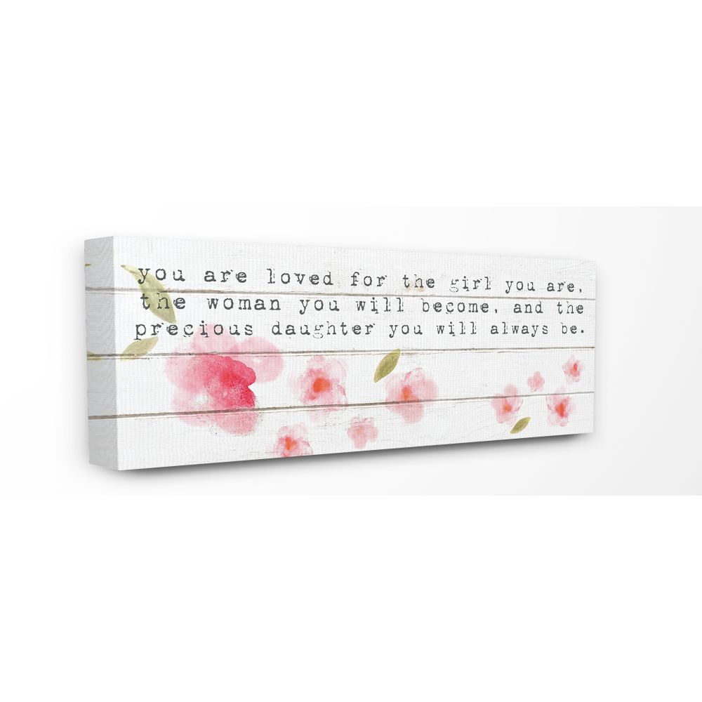 The Kids Room by Stupell You are Loved For The Precious Daughter You Are Pink Flowers Canvas Wall Art
