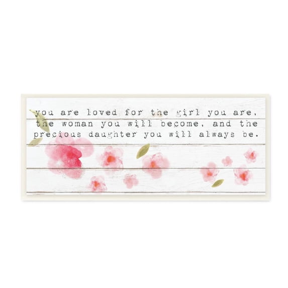 The Kids Room by Stupell You are Loved For The Precious Daughter You Are Pink Flowers Wall Plaque Art