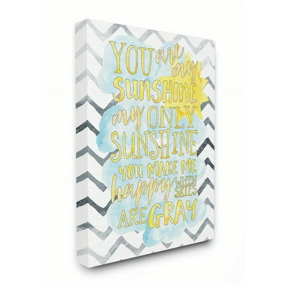 The Kids Room by Stupell You are My Sunshine Watercolors Chevron Canvas Wall Art by Erica Billups