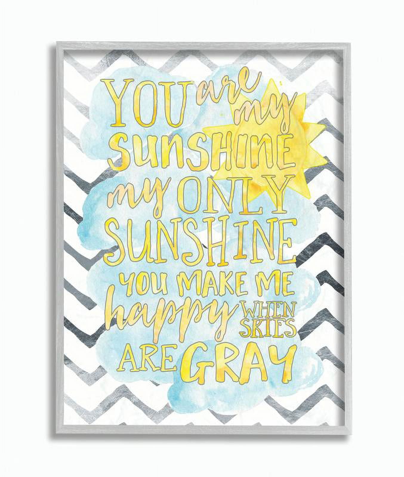 The Kids Room by Stupell You are My Sunshine Watercolors Chevron Framed Wall Art by Erica Billups