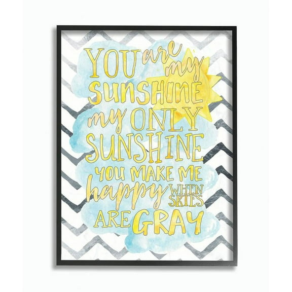 The Kids Room by Stupell You are My Sunshine Watercolors Chevron Framed Wall Art by Erica Billups