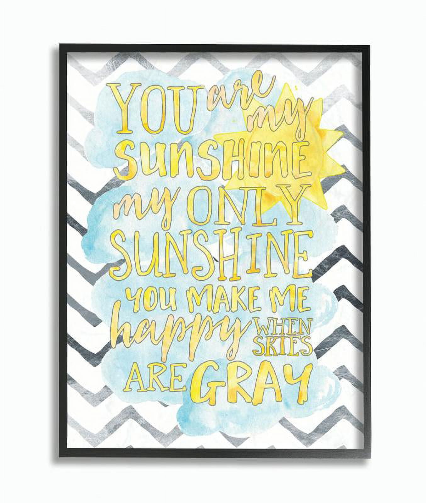 The Kids Room by Stupell You are My Sunshine Watercolors Chevron Framed Wall Art by Erica Billups