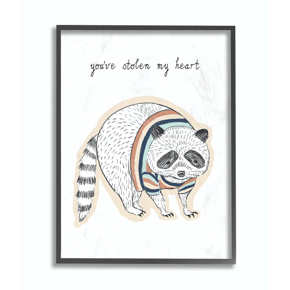 The Kids Room by Stupell You've Stolen My Heart Shirt Raccoon Framed Giclee Texturized Art