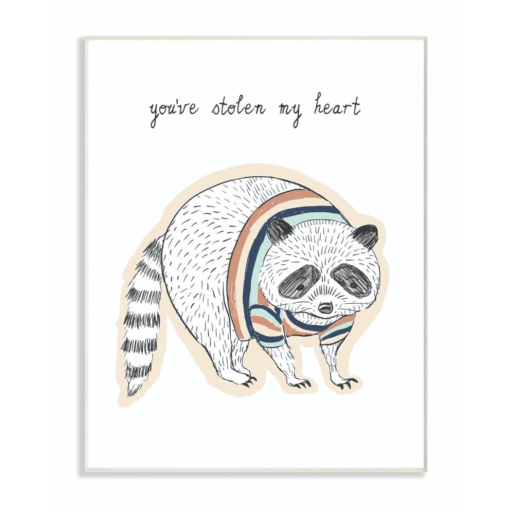 The Kids Room by Stupell You've Stolen My Heart Shirt Raccoon Wood Wall Art