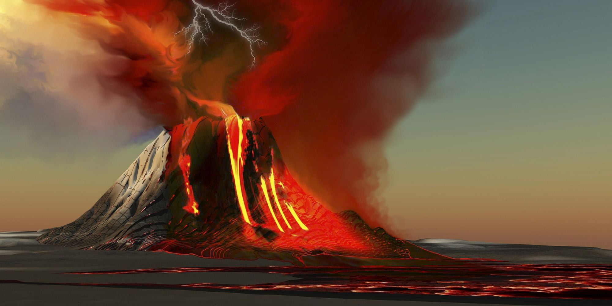 The Kilauea volcano erupts on the island of Hawaii with plumes of fire and smoke Canvas Art - Corey FordStocktrek Images (40 x 20)