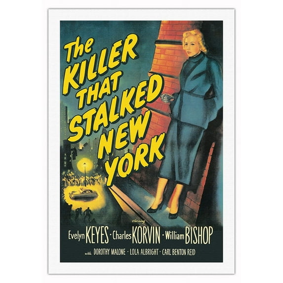 The Killer That Stalked New York - Starring Evelyn Keyes - Vintage Film Noir Movie Poster c.1950 - Fine Art Rolled Canvas Print 27in x 40in