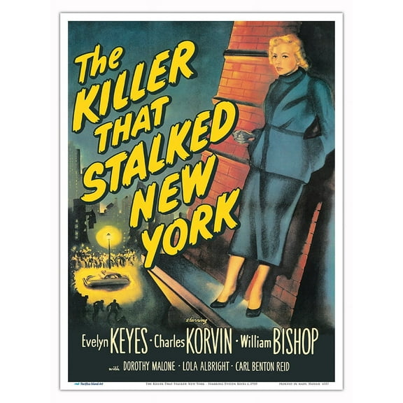 The Killer That Stalked New York - Starring Evelyn Keyes - Vintage Film Noir Movie Poster c.1950 - Master Art Print (Unframed) 9in x 12in