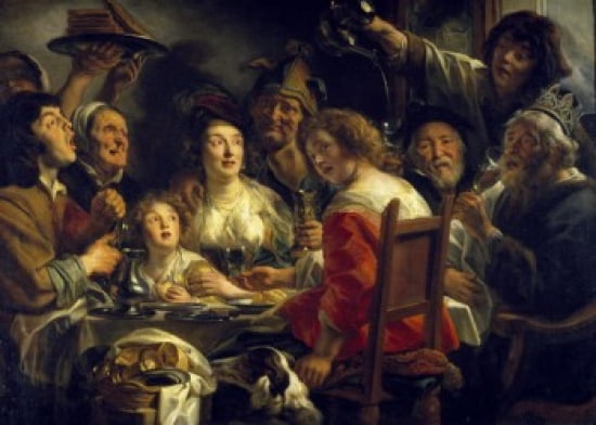 The King Drinks by Jacob Jordaens (1593-1678) France Paris Musee du Louvre Canvas Art - Jacob Jordaens (18 x 24)