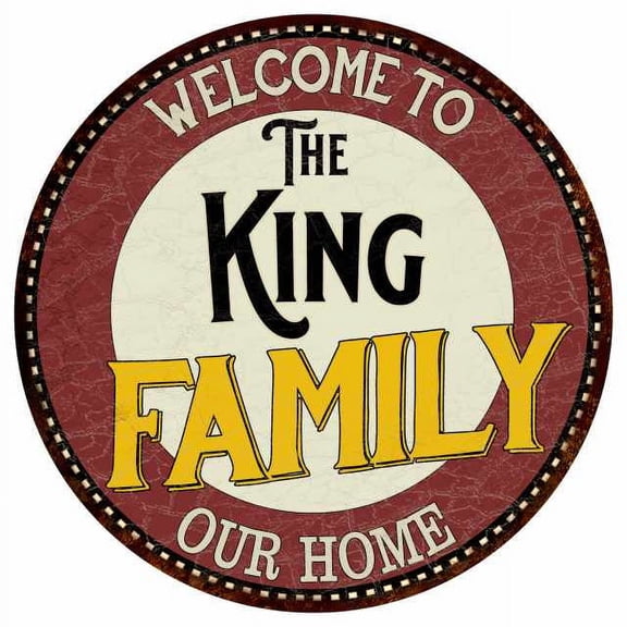 The King Family 14" Round Metal Sign Kitchen Game Room Decor 100140038036