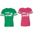 thumbnail image 1 of The King His Queen Matching Couple Cotton Jerseys (Men Green / Women Pink) (Men XL / Women M), 1 of 3