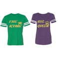 thumbnail image 1 of The King His Queen Matching Couple Cotton Jerseys (Men Green / Women Purple) (Men XXL / Women S), 1 of 3
