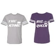 thumbnail image 1 of The King His Queen Matching Couple Cotton Jerseys (Men Heather / Women Purple) (Men L / Women L), 1 of 3