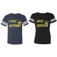 thumbnail image 1 of The King His Queen Matching Couple Cotton Jerseys (Men Navy / Women Black) (Men S / Women S), 1 of 3