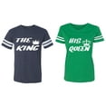 thumbnail image 1 of The King His Queen Matching Couple Cotton Jerseys (Men Navy / Women Green) (Men L / Women XXL), 1 of 3