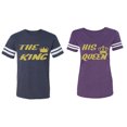 thumbnail image 1 of The King His Queen Matching Couple Cotton Jerseys (Men Navy / Women Purple) (Men S / Women S), 1 of 3