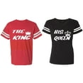 thumbnail image 1 of The King His Queen Matching Couple Cotton Jerseys (Men Red / Women Black) (Men L / Women L), 1 of 3