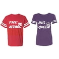 thumbnail image 1 of The King His Queen Matching Couple Cotton Jerseys (Men Red / Women Purple) (Men S / Women XXL), 1 of 3