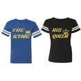 thumbnail image 1 of The King His Queen Matching Couple Cotton Jerseys (Men Royal / Women Black) (Men L / Women L), 1 of 3