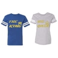thumbnail image 1 of The King His Queen Matching Couple Cotton Jerseys (Men Royal / Women Heather) (Men L / Women XL), 1 of 3