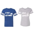 thumbnail image 1 of The King His Queen Matching Couple Cotton Jerseys (Men Royal / Women Heather) (Men L / Women XXL), 1 of 3