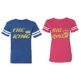 thumbnail image 1 of The King His Queen Matching Couple Cotton Jerseys (Men Royal / Women Pink) (Men L / Women M), 1 of 3