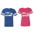 thumbnail image 1 of The King His Queen Matching Couple Cotton Jerseys (Men Royal / Women Pink) (Men XL / Women XL), 1 of 3