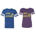 thumbnail image 1 of The King His Queen Matching Couple Cotton Jerseys (Men Royal / Women Purple) (Men L / Women XL), 1 of 3