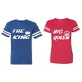 thumbnail image 1 of The King His Queen Matching Couple Cotton Jerseys (Men Royal / Women Red) (Men L / Women M), 1 of 3