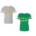 thumbnail image 1 of The King His Queen Unisex Couple Matching Cotton Jersey style T-Shirt Contrasting stripes on sleeves (Men Heather / Women Green) (Men S / Women S), 1 of 3