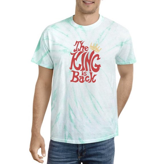 The King Is Back Red Lettering Tie Dye Cyclone Men -Image by Shutterstock, Male Small