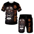 The King Lion 3d Print Men‘s Round Neck Tracksuit Sets Summer TShirt