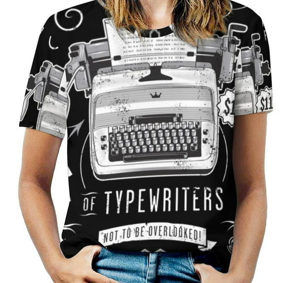 The King Of Typewriters Ruffle Short Sleeve T Shirt Women Summer T Shirts V Neck Tee Tops Horror Writer Book Books King Story