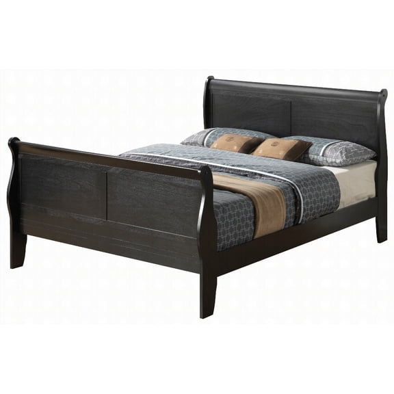 Queen Size Solid Wood Platform Bed Frame No Box Spring Black Master Bedroom