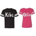 thumbnail image 1 of The King The Queen Matching Couple Cotton Jerseys (Men Black / Women Pink) (Men XL / Women M), 1 of 3