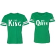 thumbnail image 1 of The King The Queen Matching Couple Cotton Jerseys (Men Green / Women Green) (Men L / Women M), 1 of 3