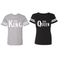 thumbnail image 1 of The King The Queen Matching Couple Cotton Jerseys (Men Heather / Women Black) (Men L / Women M), 1 of 3