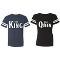 thumbnail image 1 of The King The Queen Matching Couple Cotton Jerseys (Men Navy / Women Black) (Men XL / Women XXL), 1 of 3