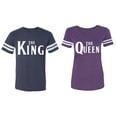 thumbnail image 1 of The King The Queen Matching Couple Cotton Jerseys (Men Navy / Women Purple) (Men L / Women M), 1 of 3