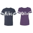 thumbnail image 1 of The King The Queen Matching Couple Cotton Jerseys (Men Navy / Women Purple) (Men S / Women M), 1 of 3