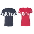 thumbnail image 1 of The King The Queen Matching Couple Cotton Jerseys (Men Navy / Women Red) (Men XL / Women M), 1 of 3