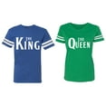thumbnail image 1 of The King The Queen Matching Couple Cotton Jerseys (Men Royal / Women Green) (Men M / Women S), 1 of 3