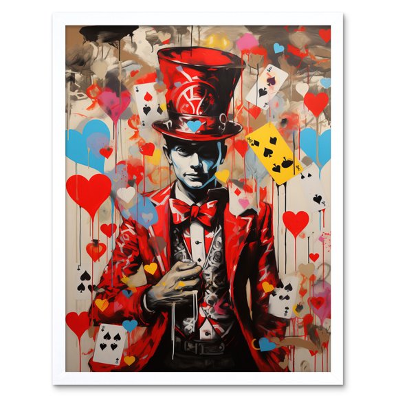 The King of Hearts Modern Magician Magical Artwork Playing Cards Art Print Framed Poster Wall Decor 12x16 inch