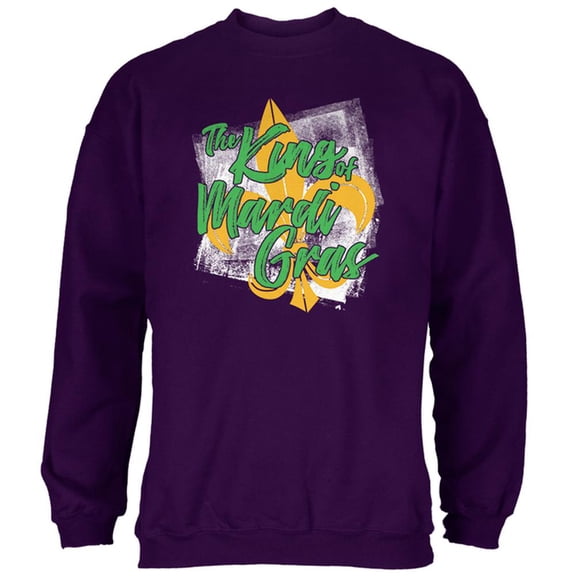 The King of Mardi Gras Mens Sweatshirt Purple MD