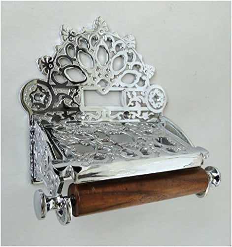 The King's Bay Chrome Plated Victorian Toilet Paper Holder - Antique Replica, Fan Top Design, Fits Standard Roll