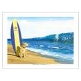 thumbnail image 1 of The Kings Beach - Dog with Surfboard - Big Wave Surfer - From an Original Color Painting by Scott Westmoreland - Bamboo Fine Art 290gsm Paper (Unframed) 12x16in, 1 of 4